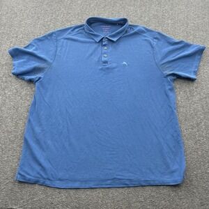 Tommy Bahama Island Zone Polo Shirt Mens 2XL Supima Cotton Blue Vacation *FLAWS